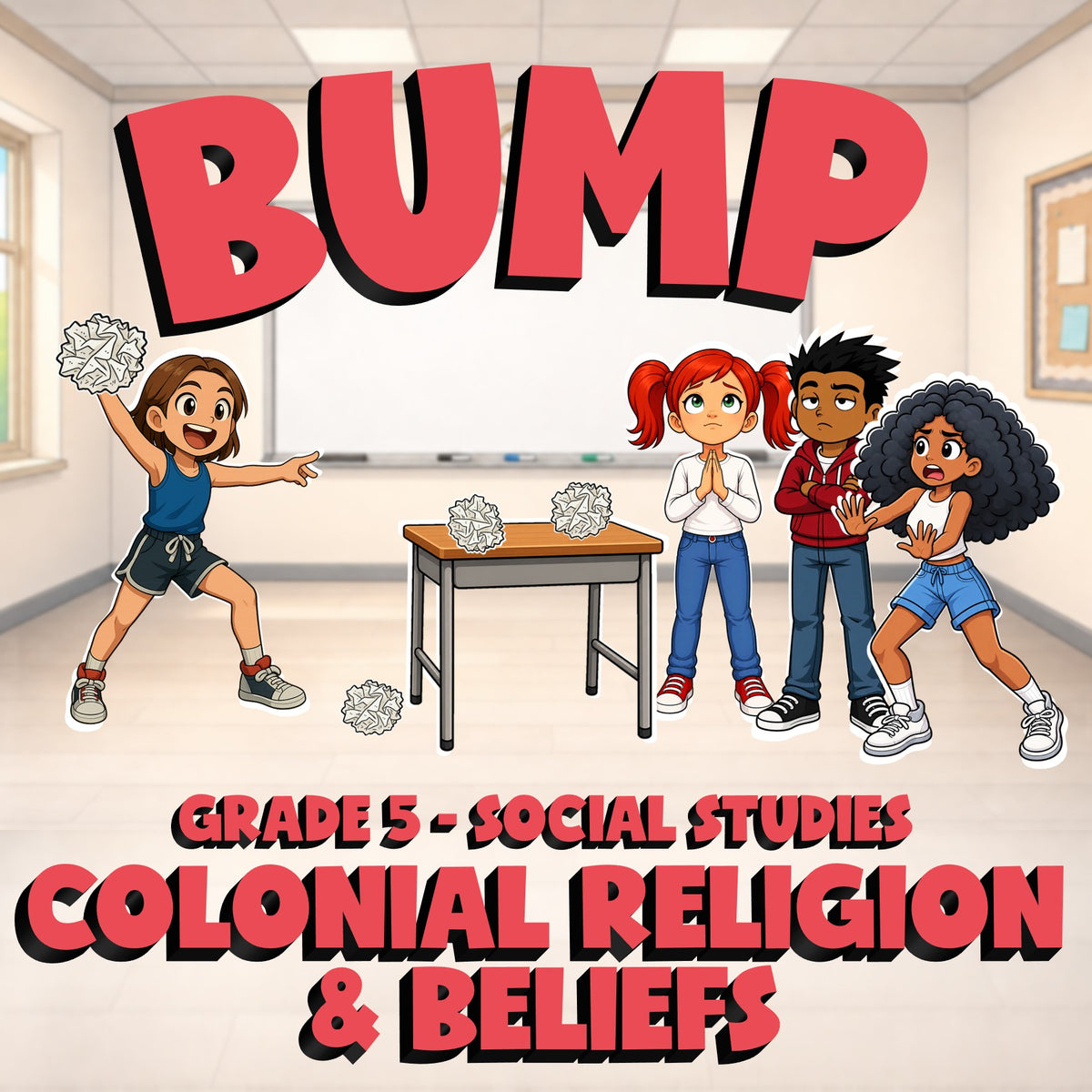 Colonial Religion & Beliefs BUMP Socials Game - No Prep Grade 5 Review Activity