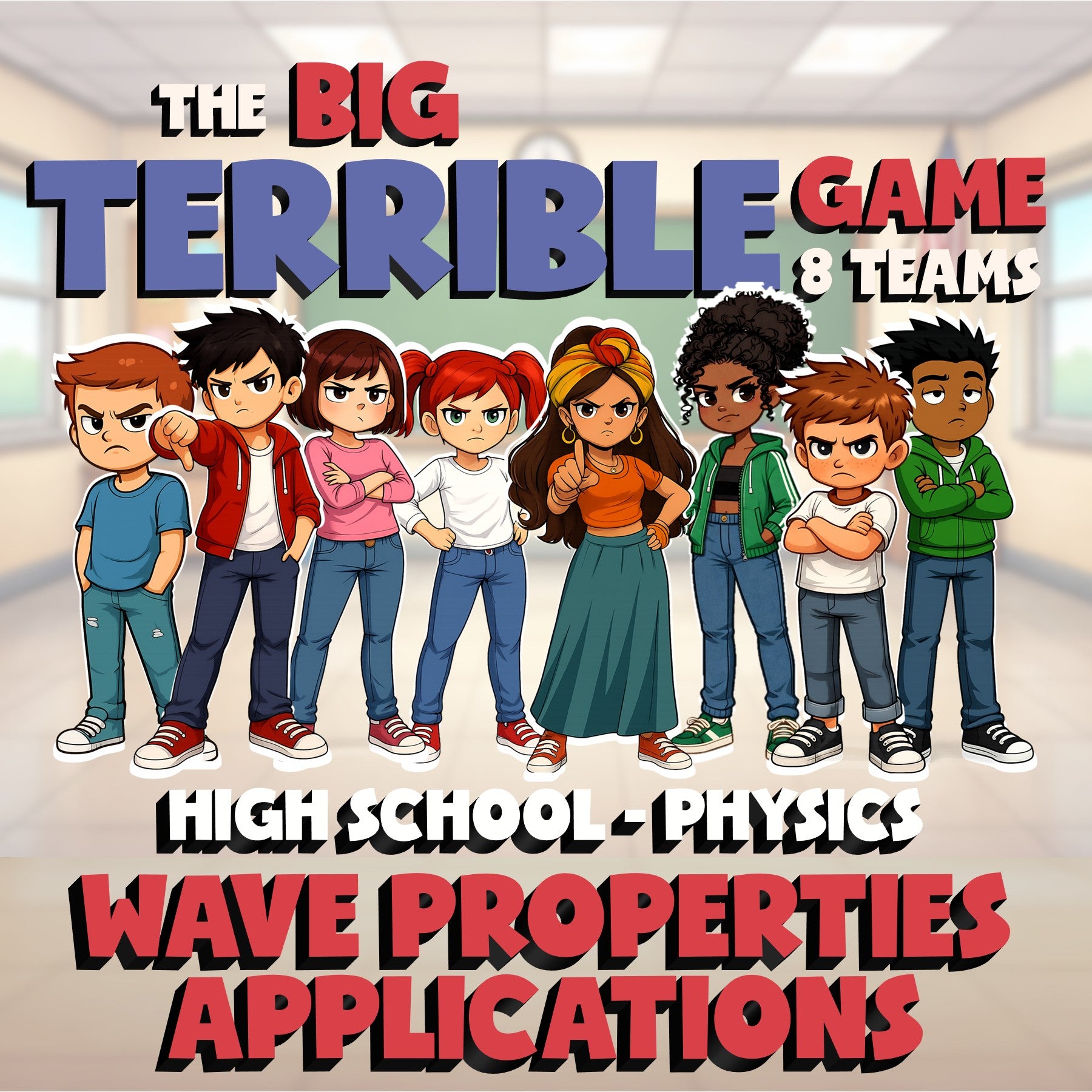 Wave Properties Applications BIG TERRIBLE GAME - No Prep Physics Science Review
