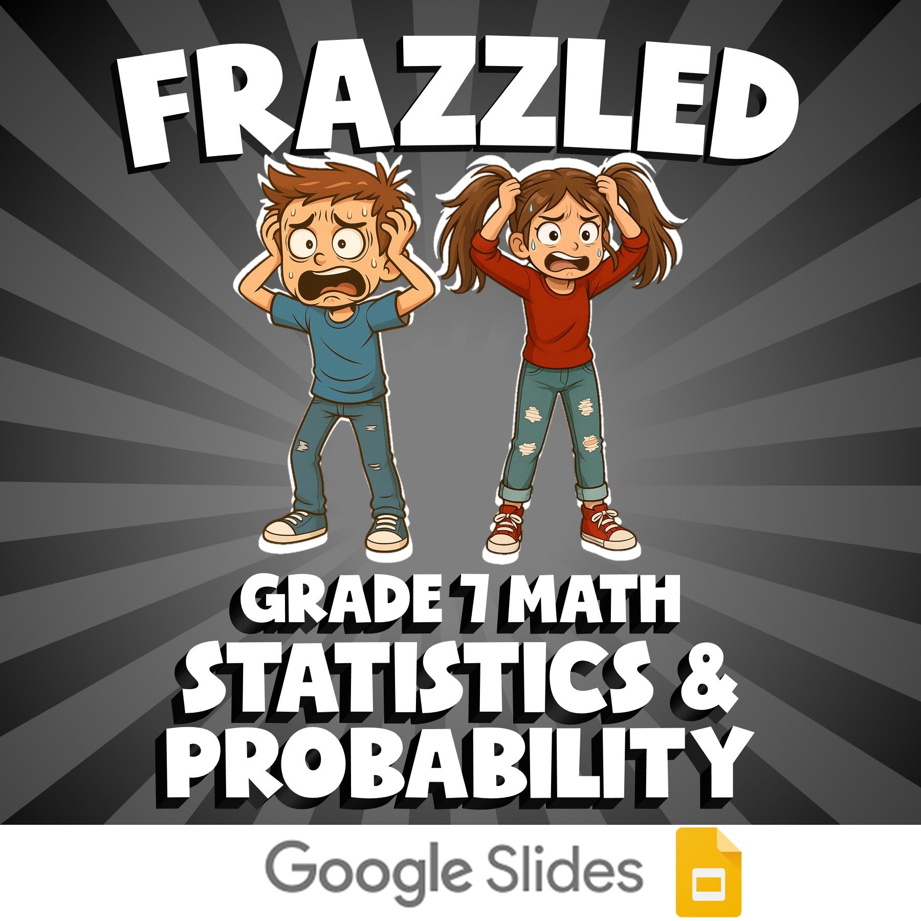 Statistics & Probability FRAZZLED Math Game - No Prep Grade 7 Review Activity