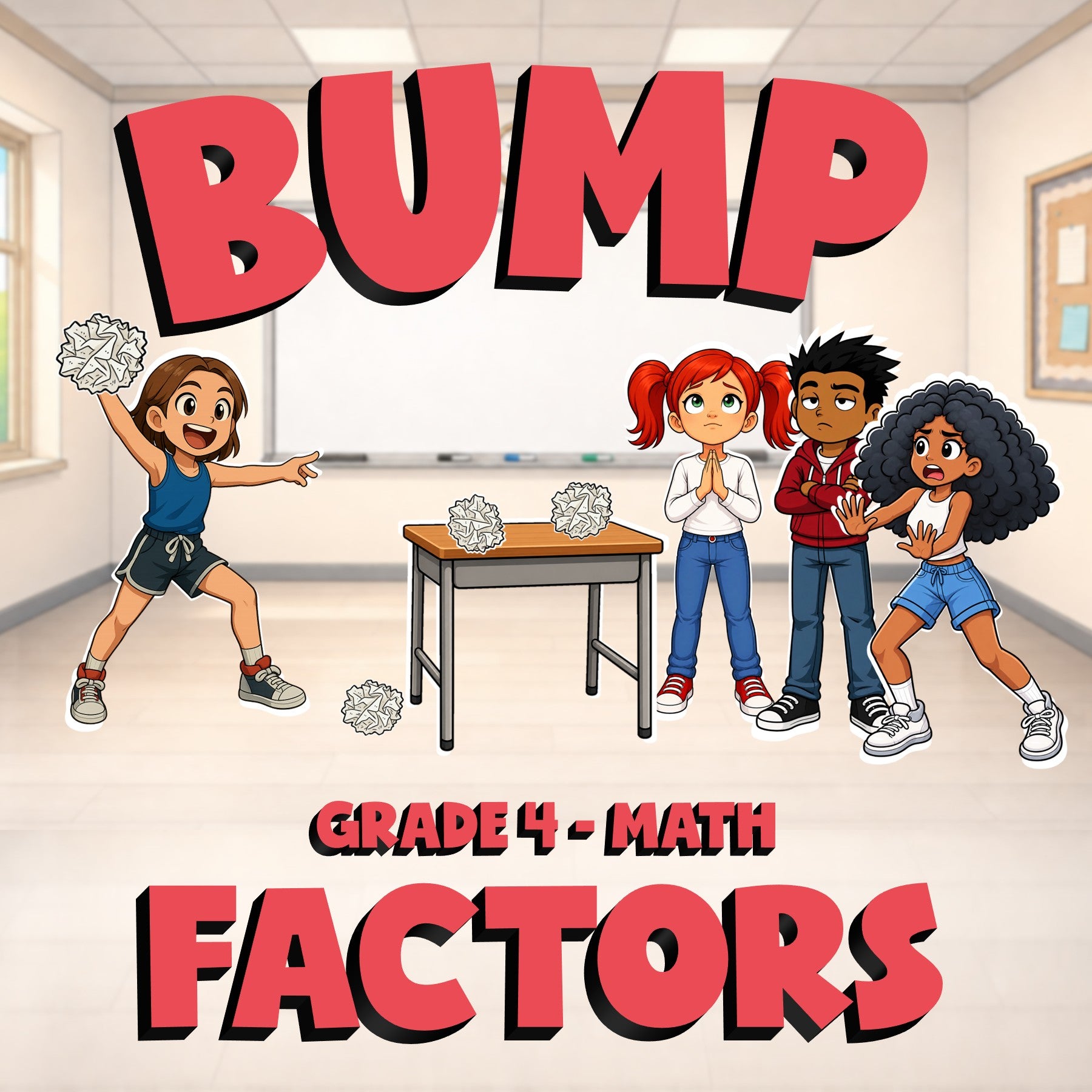 Factors BUMP Math Game - No Prep Grade 4 Review Activity