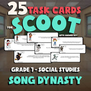 Song Dynasty SCOOT TASK CARDS Socials Game - No Prep Grade 7 Review Activity