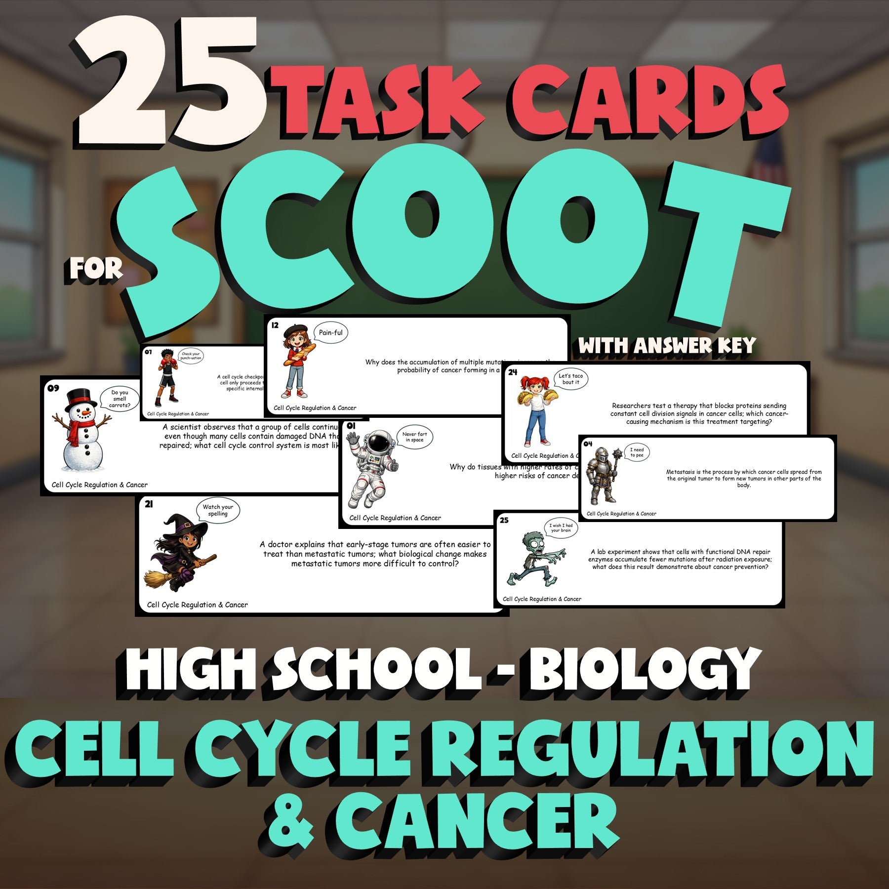 Cell Cycle Regulation & Cancer SCOOT TASK CARDS Science Game - No Prep Biology