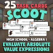 Evaluate Absolute Value Expressions SCOOT TASK CARDS Math Game - Algebra 1