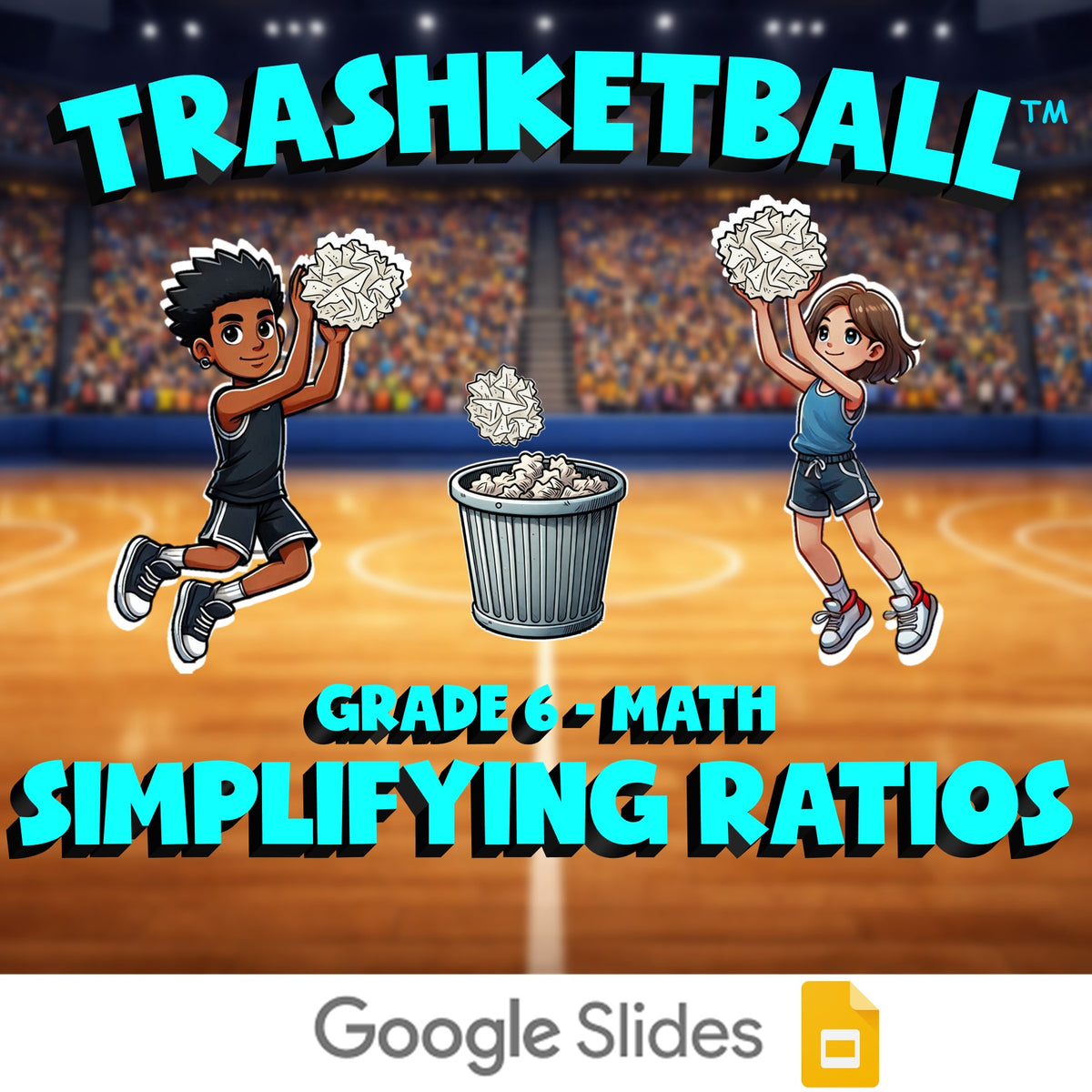 Simplifying Ratios TRASHKETBALL Math Game - No Prep Grade 6 Review Activity