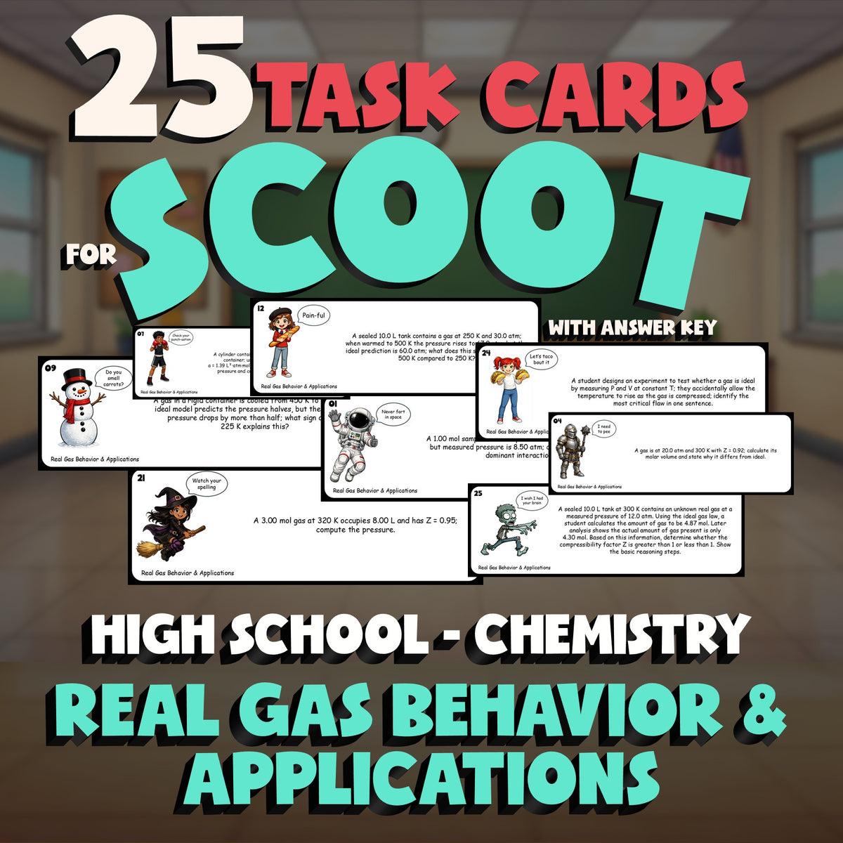 Real Gas Behavior & Applications SCOOT TASK CARDS Science Game - Chemistry