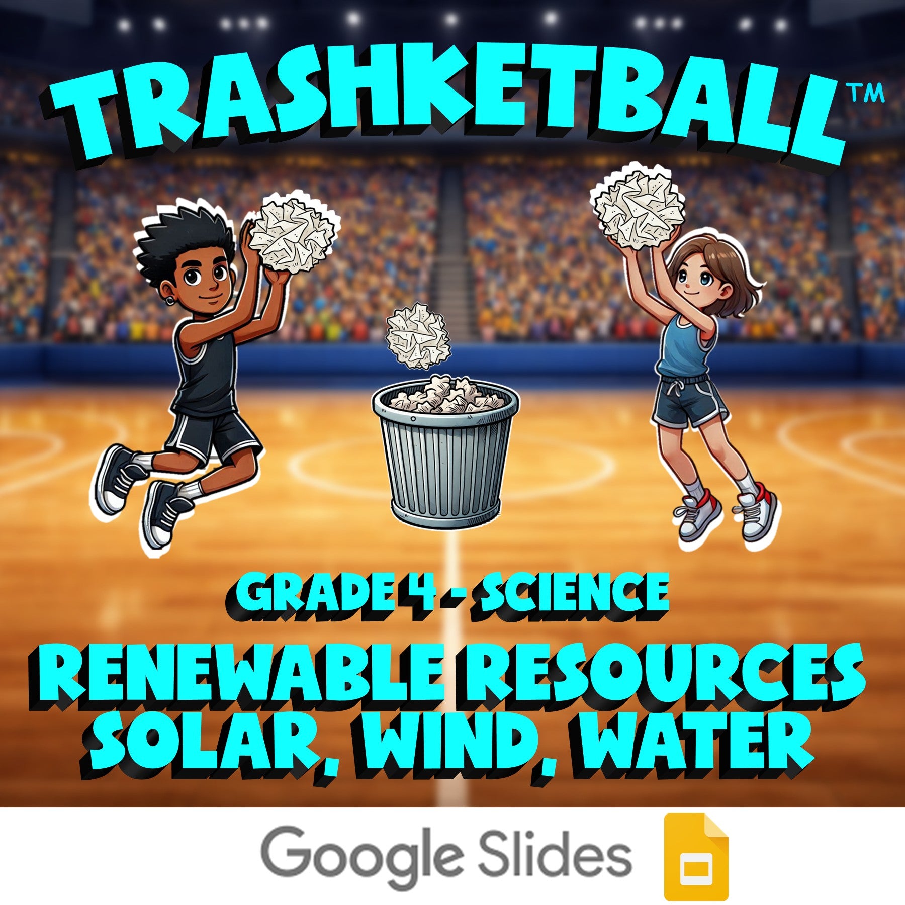 Renewable Resources Solar, Wind, Water TRASHKETBALL Science Game - Grade 4