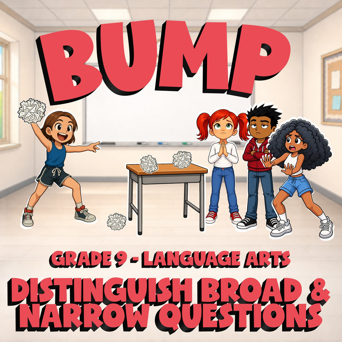 Distinguish Broad & Narrow Questions BUMP ELA Game - No Prep Grade 9 Review