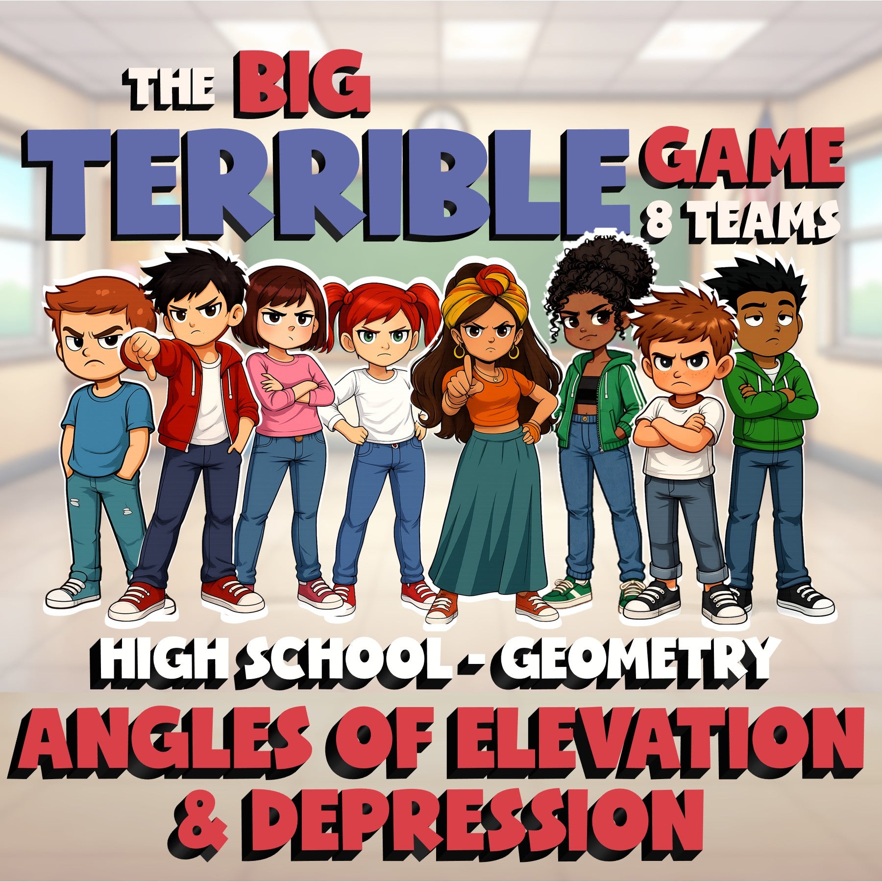 Angles of Elevation & Depression BIG TERRIBLE GAME - Geometry Math Review