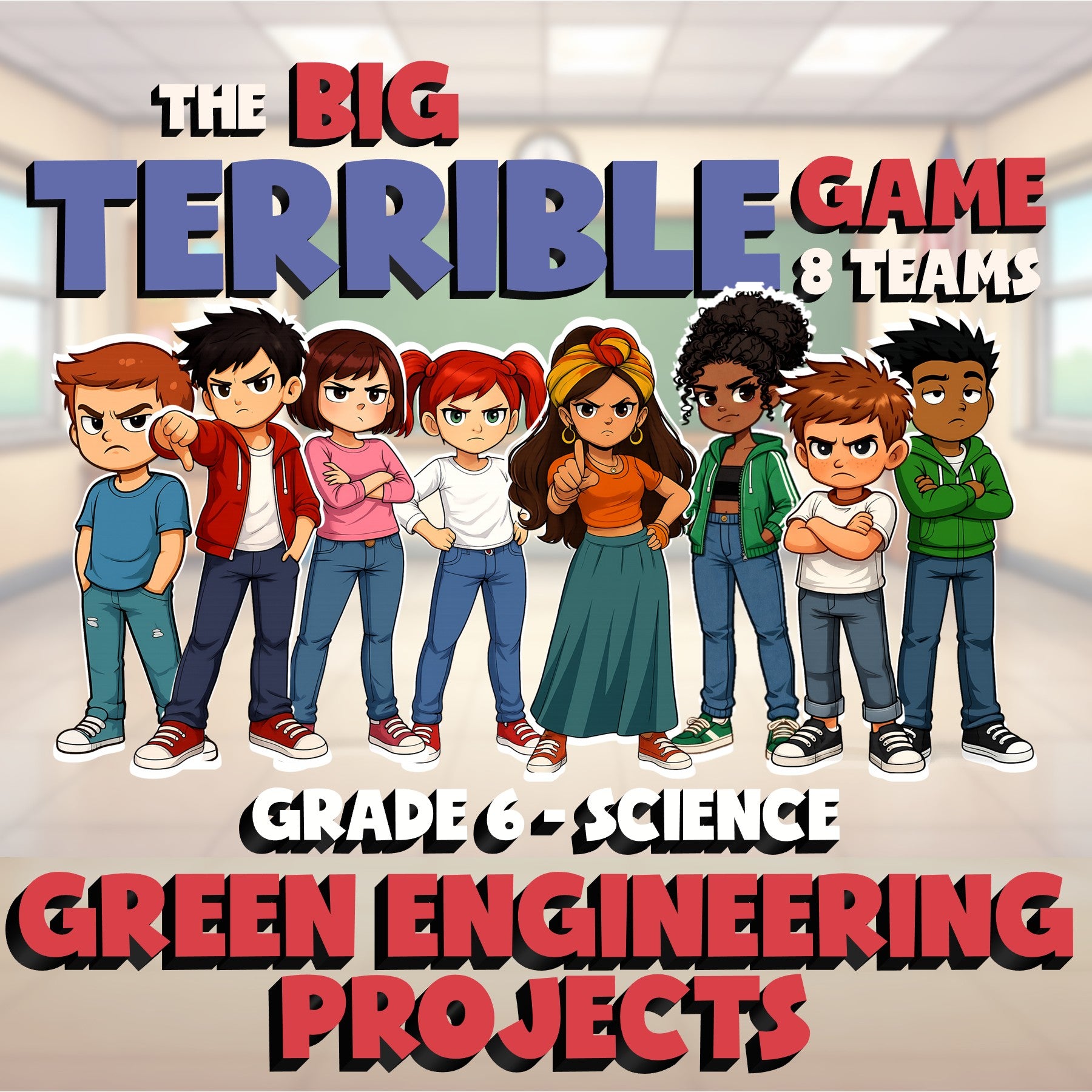 Green Engineering Projects BIG TERRIBLE GAME - No Prep Grade 6 Science Review