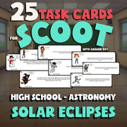 Solar Eclipses SCOOT TASK CARDS Science Game - No Prep Astronomy Review Activity