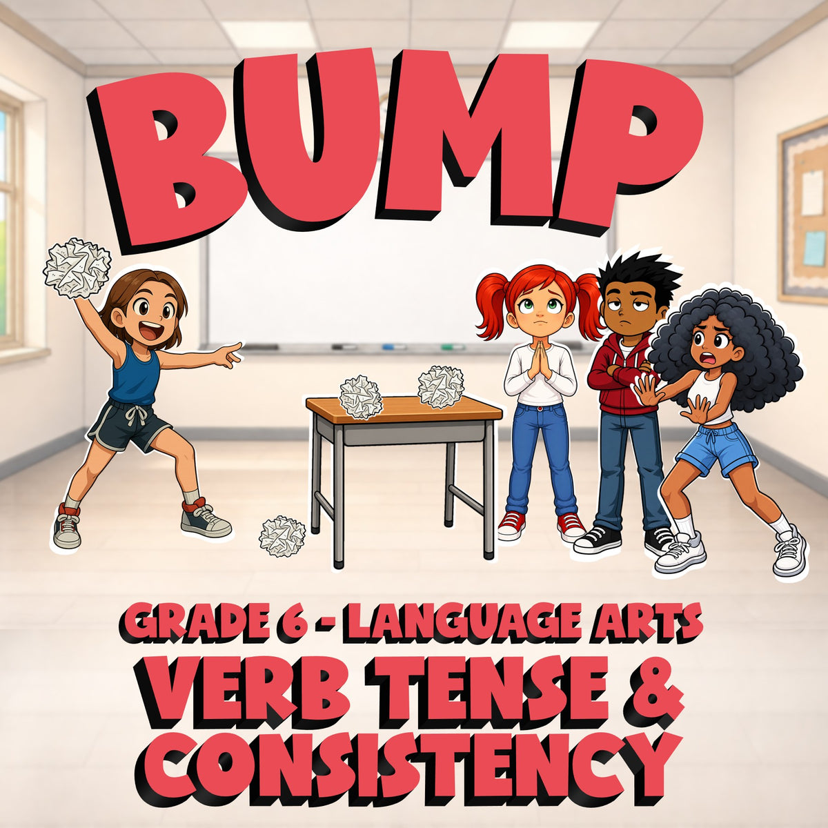 Verb Tense & Consistency BUMP ELA Game - No Prep Grade 6 Review Activity