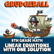 Linear Equations with One Solution GRUDGEBALL Math Game - No Prep Grade 8 Review