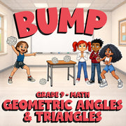 Geometric Angles & Triangles BUMP Math Game - No Prep Grade 9 Review Activity
