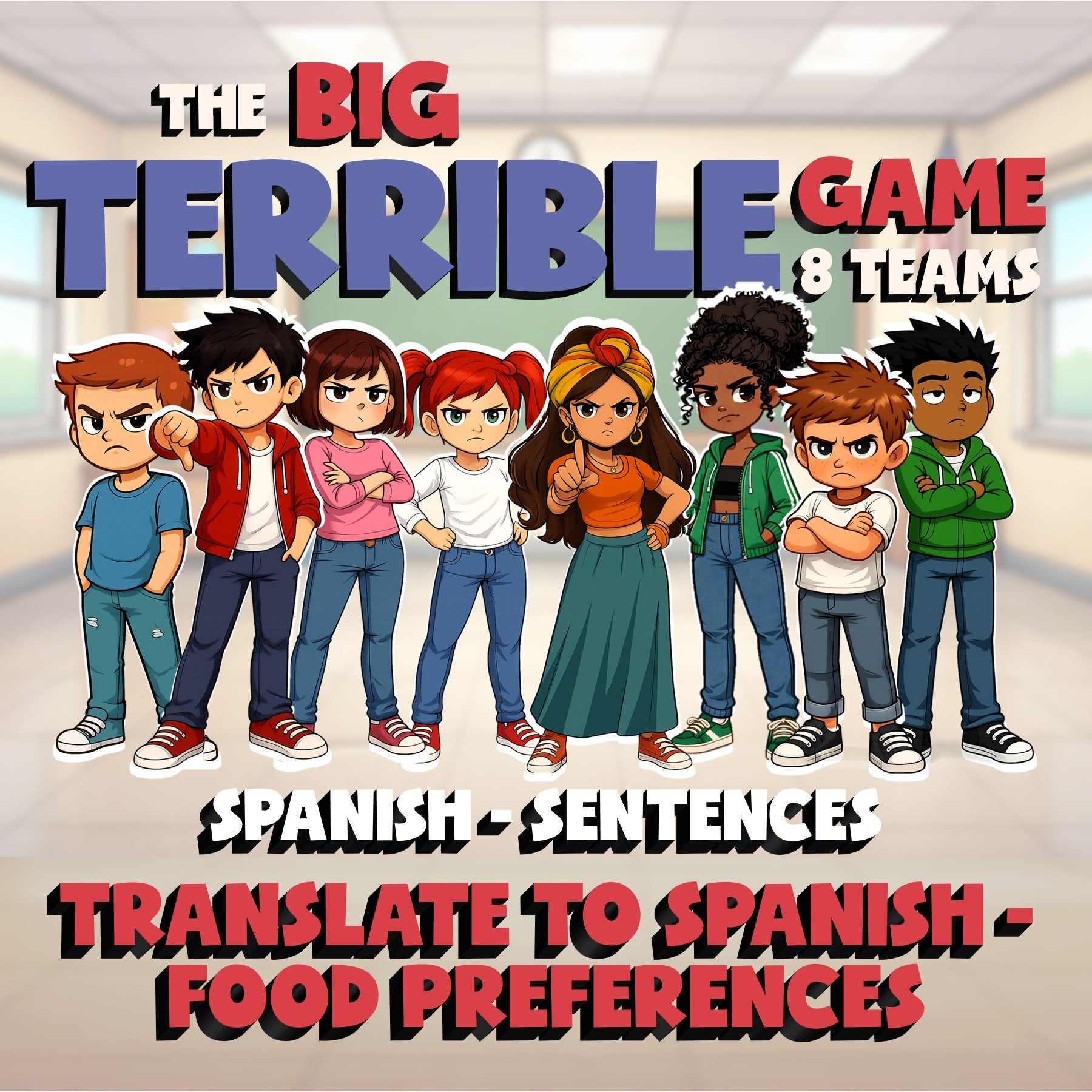 Translate to Spanish - Food Preferences BIG TERRIBLE GAME - Spanish Exercise