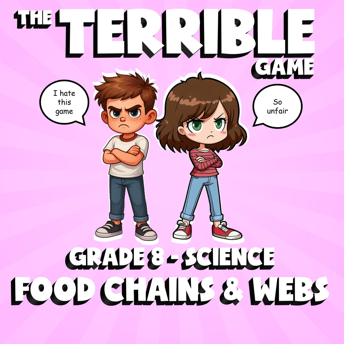 Food Chains & Webs THE TERRIBLE GAME - No Prep Grade 8 Science Review Activity