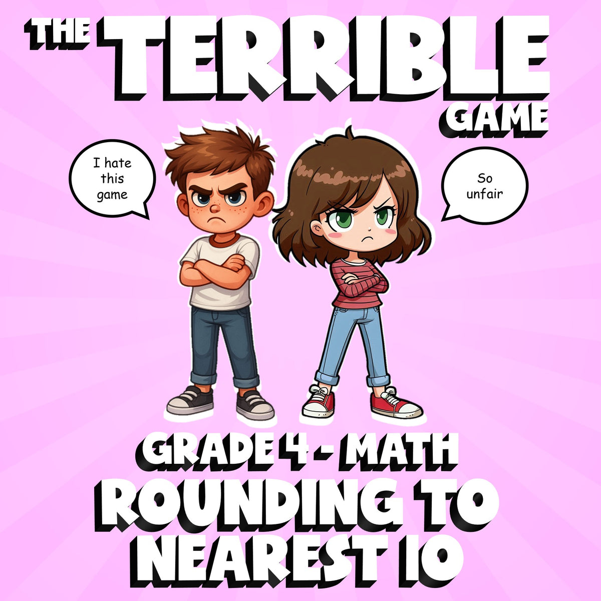 Rounding to Nearest 10 THE TERRIBLE GAME - No Prep Grade 4 Math Review Activity
