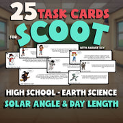 Solar Angle & Day Length SCOOT TASK CARDS Game - No Prep Earth Science Review
