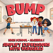 Simplify Expressions with Variables BUMP Math Game - No Prep Algebra 1 Review