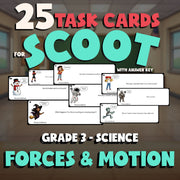 Forces & Motion SCOOT TASK CARDS Science Game - No Prep Grade 3 Review Activity