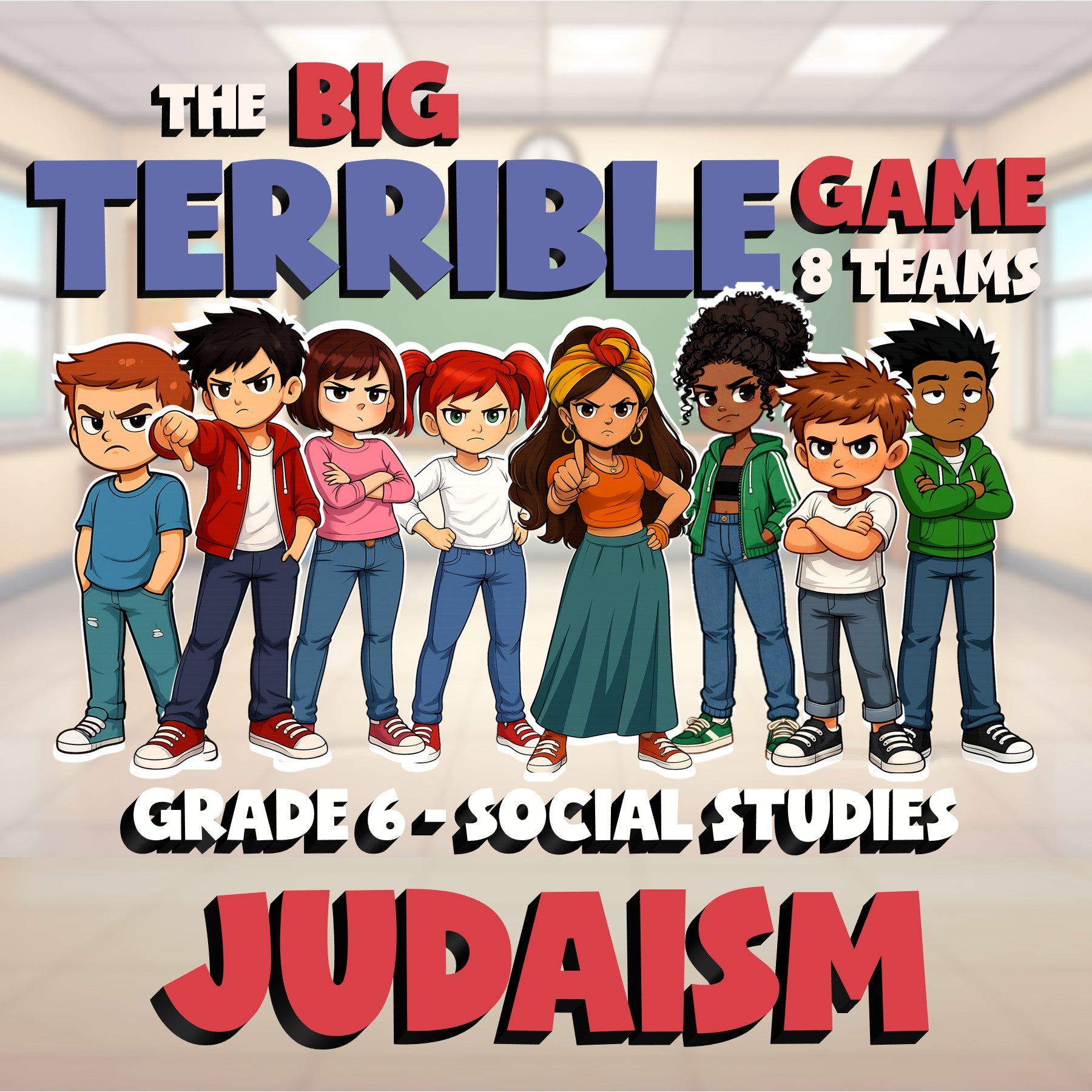 Judaism BIG TERRIBLE GAME - No Prep Grade 6 Socials Review Activity
