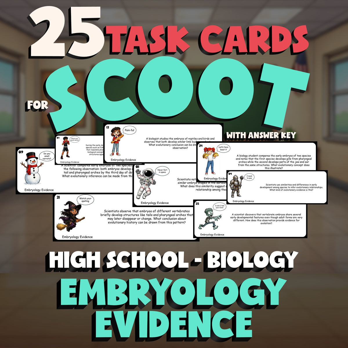 Embryology Evidence SCOOT TASK CARDS Science Game - No Prep Biology Review