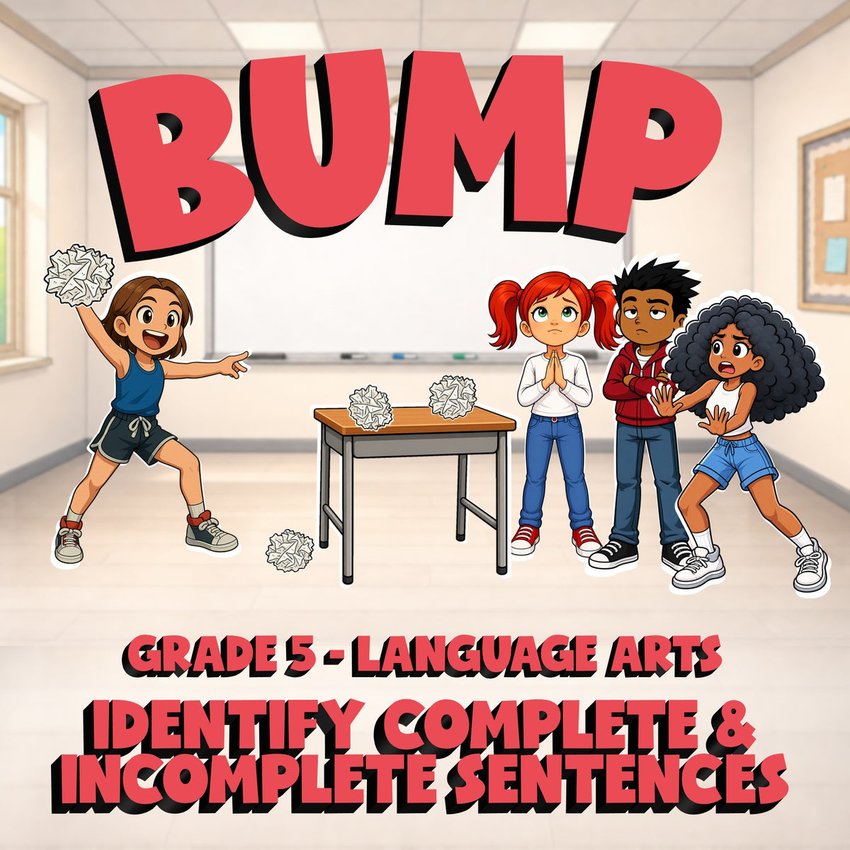 Identify Complete & Incomplete Sentences BUMP ELA Game - No Prep Grade 5 Review