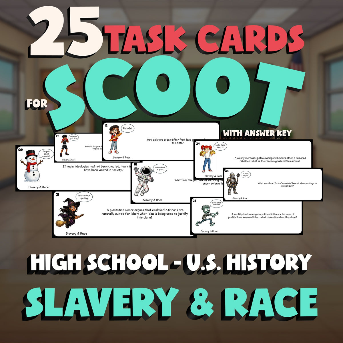 Slavery & Race SCOOT TASK CARDS U.S. History Game - No Prep Review Activity