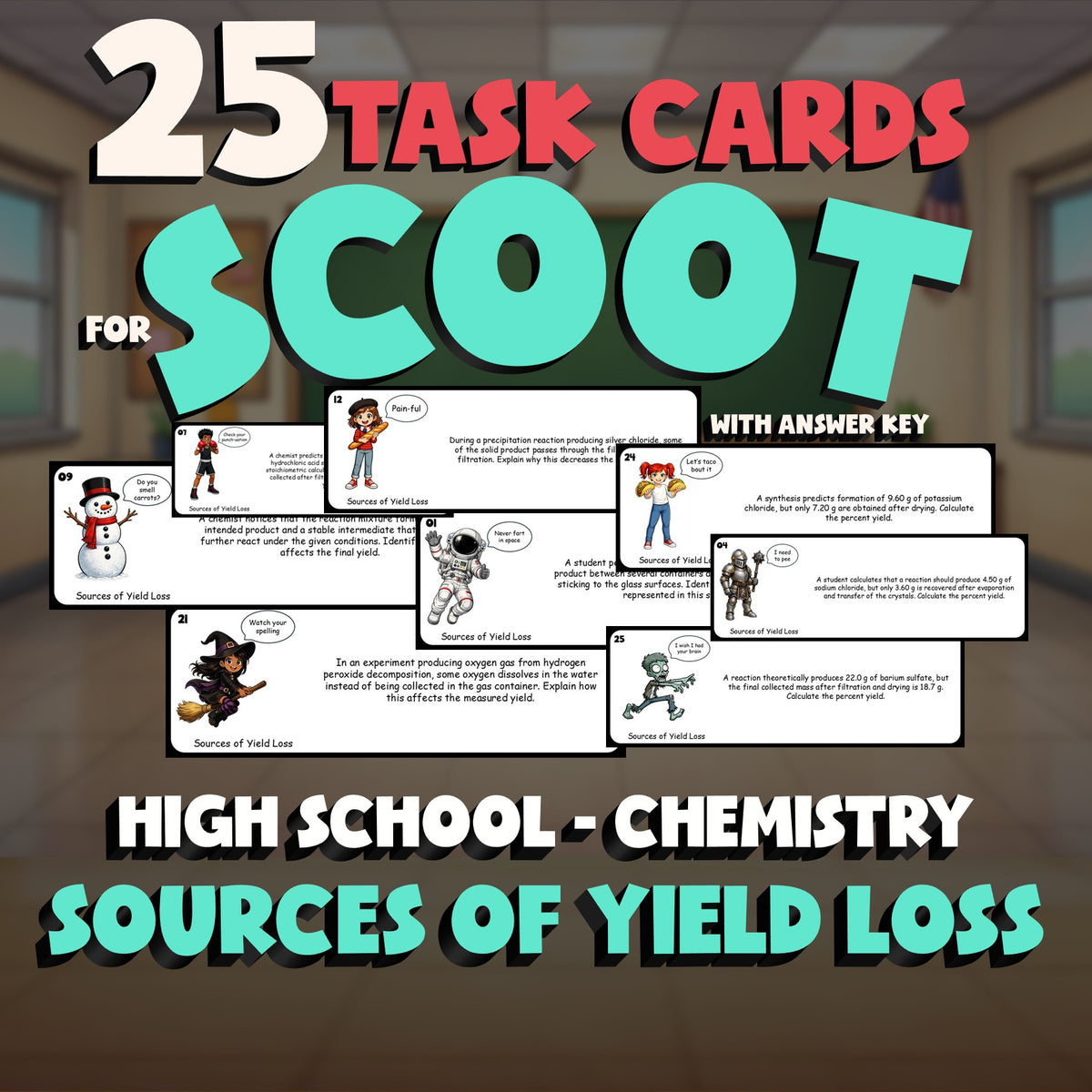 Sources of Yield Loss SCOOT TASK CARDS Science Game - No Prep Chemistry Review