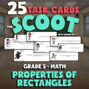 Properties of Rectangles SCOOT TASK CARDS Math Game - No Prep Grade 5 Review