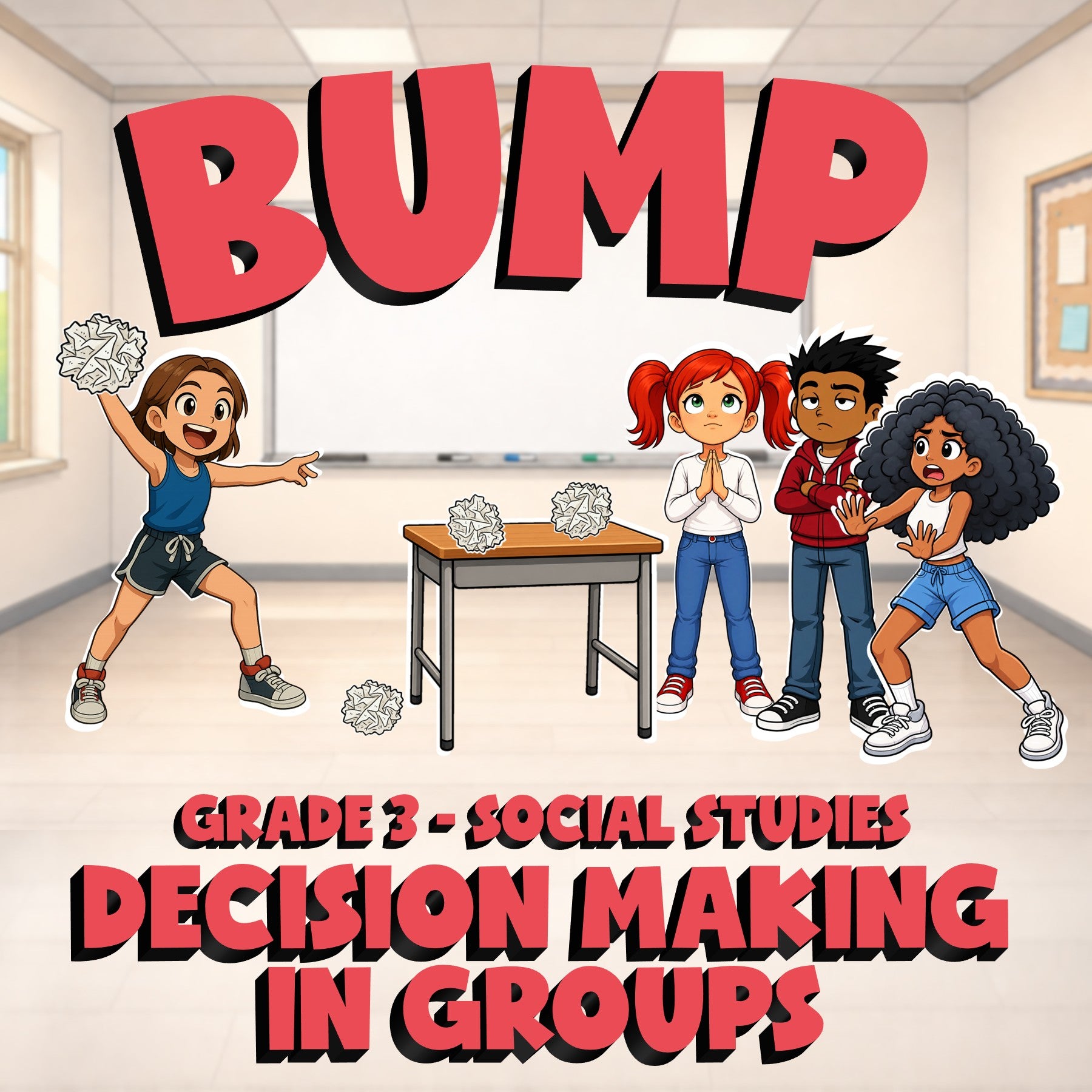 Decision Making in Groups BUMP Socials Game - No Prep Grade 3 Review Activity