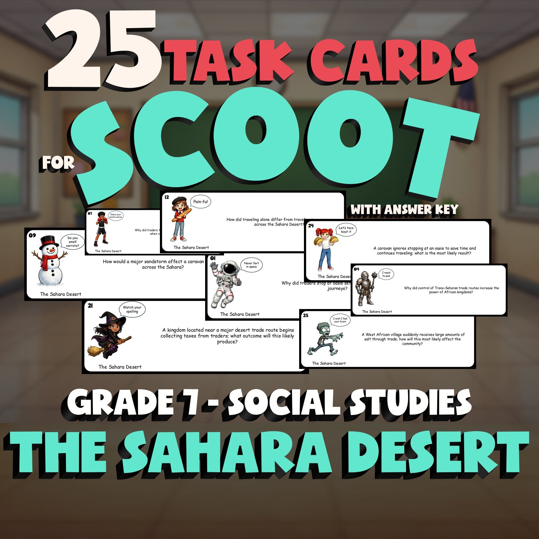 The Sahara Desert SCOOT TASK CARDS Socials Game - No Prep Grade 7 Review