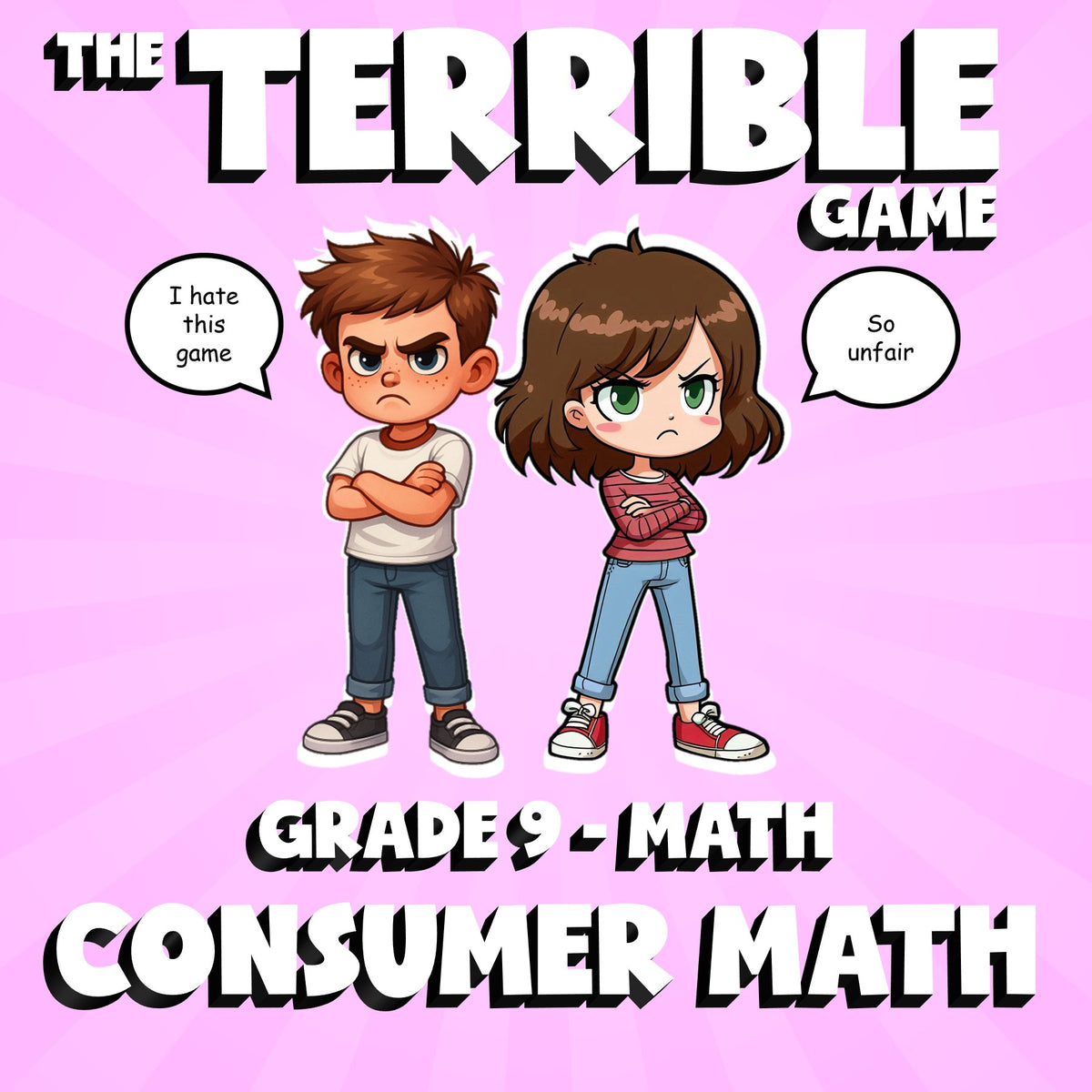 Consumer Math THE TERRIBLE GAME - No Prep Grade 9 Math Review Activity