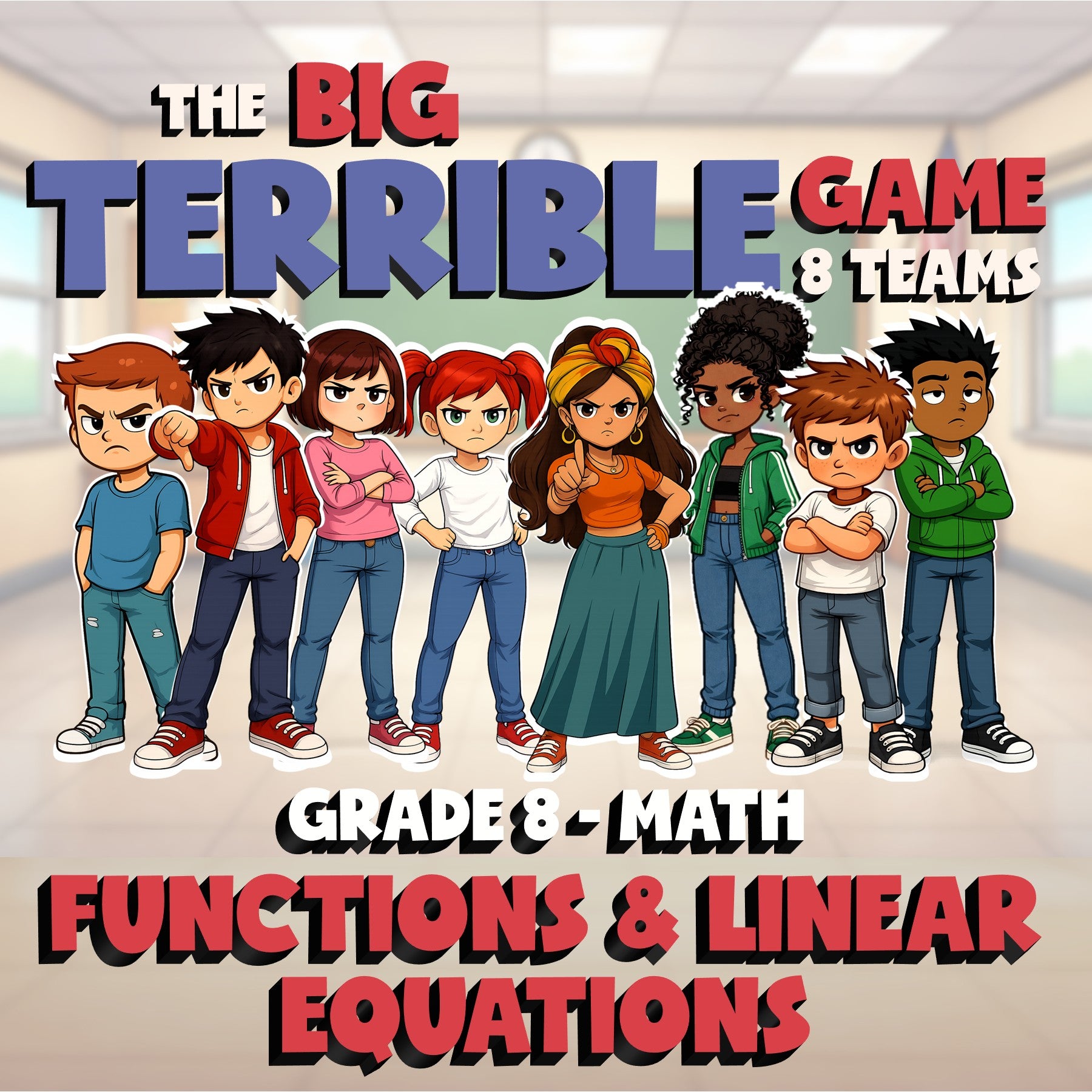 Functions & Linear Equations BIG TERRIBLE GAME - No Prep  Math Review Activity