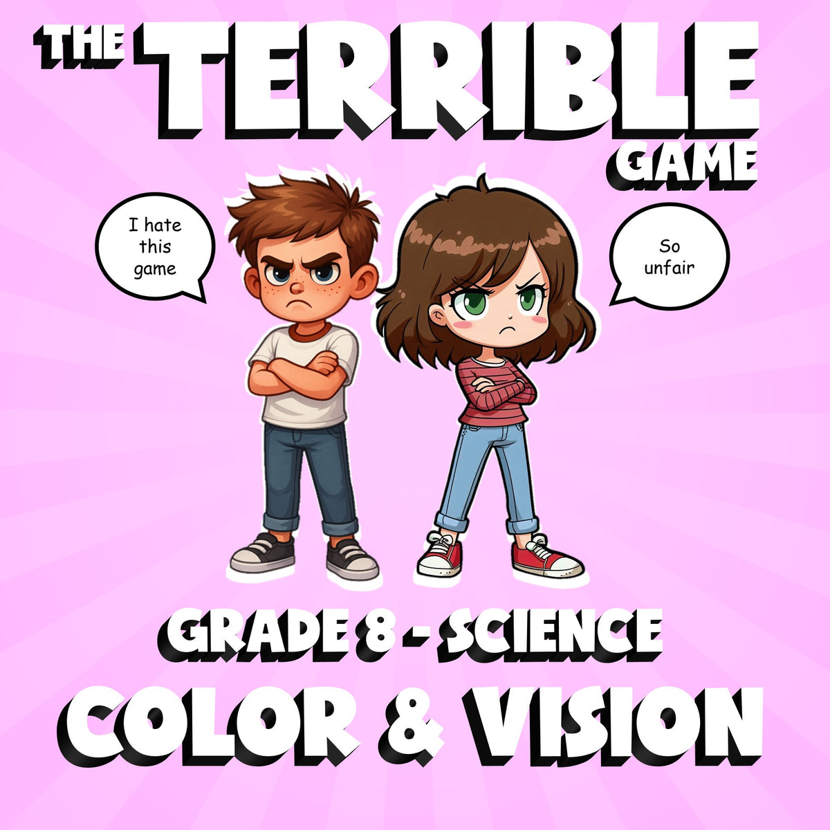 Color & Vision THE TERRIBLE GAME - No Prep Grade 8 Science Review Activity