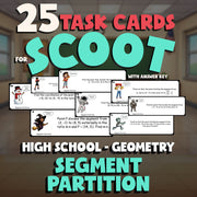 Segment Partition SCOOT TASK CARDS Math Game - No Prep Geometry Review Activity