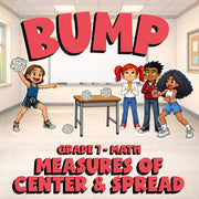 Measures of Center & Spread BUMP Math Game - No Prep Grade 7 Review Activity