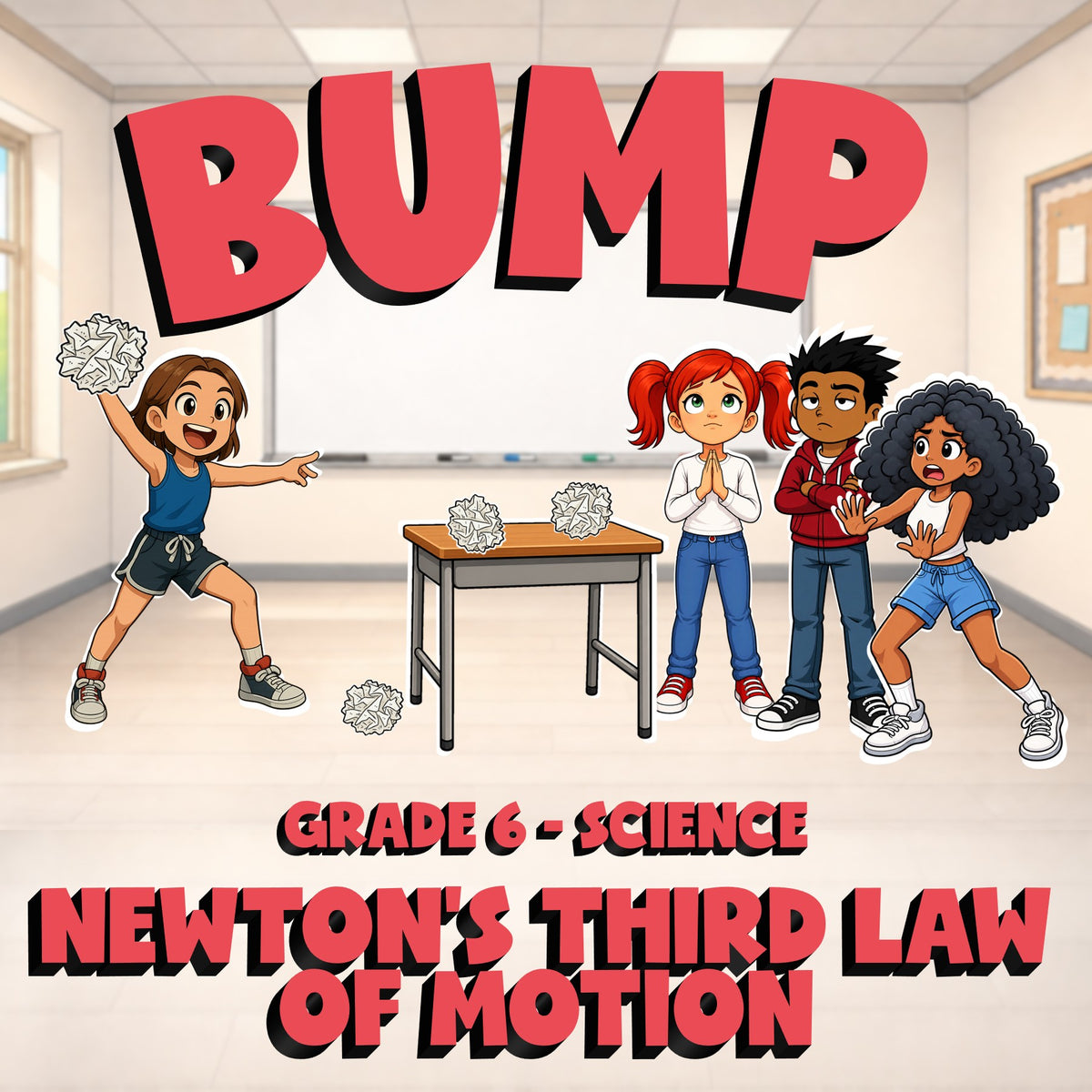 Newton's Third Law of Motion BUMP Science Game - No Prep Grade 6 Review Activity