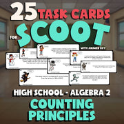Counting Principles SCOOT TASK CARDS Math Game - No Prep Algebra 2 Review