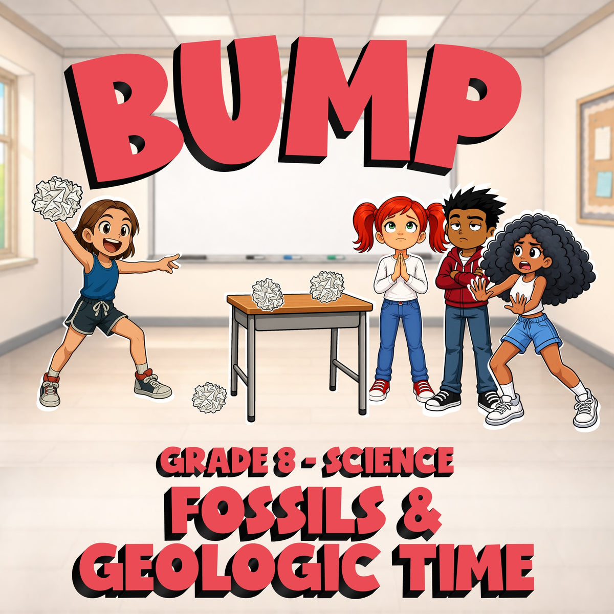 Fossils & Geologic Time BUMP Science Game - No Prep Grade 8 Review Activity