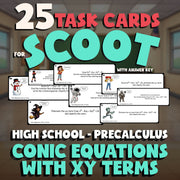 Conic Equations with xy Terms SCOOT TASK CARDS Math Game - No Prep PreCalculus