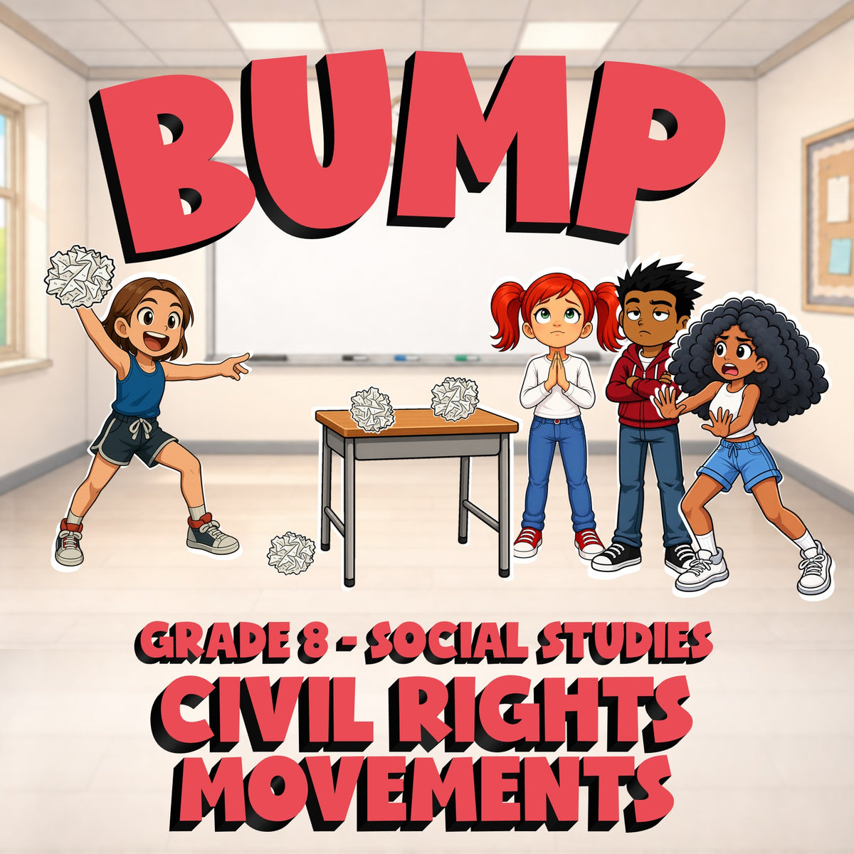 Civil Rights Movements BUMP Socials Game - No Prep Grade 8 Review Activity