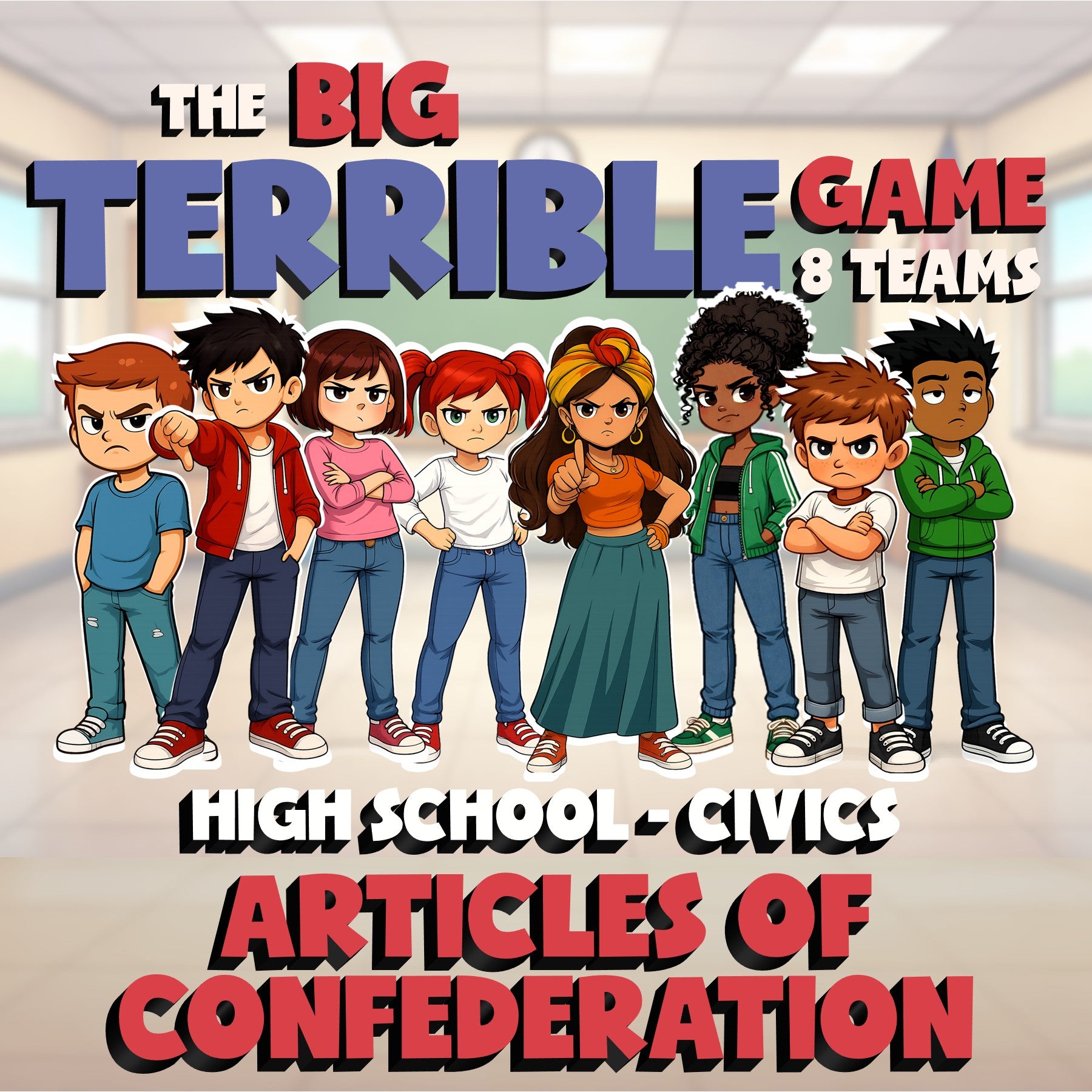 Articles of Confederation BIG TERRIBLE GAME - No Prep Civics Review Activity