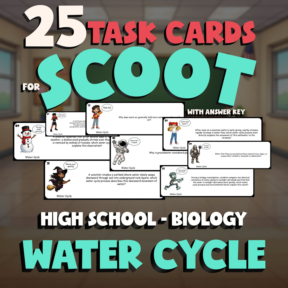 Water Cycle SCOOT TASK CARDS Science Game - No Prep Biology Review Activity