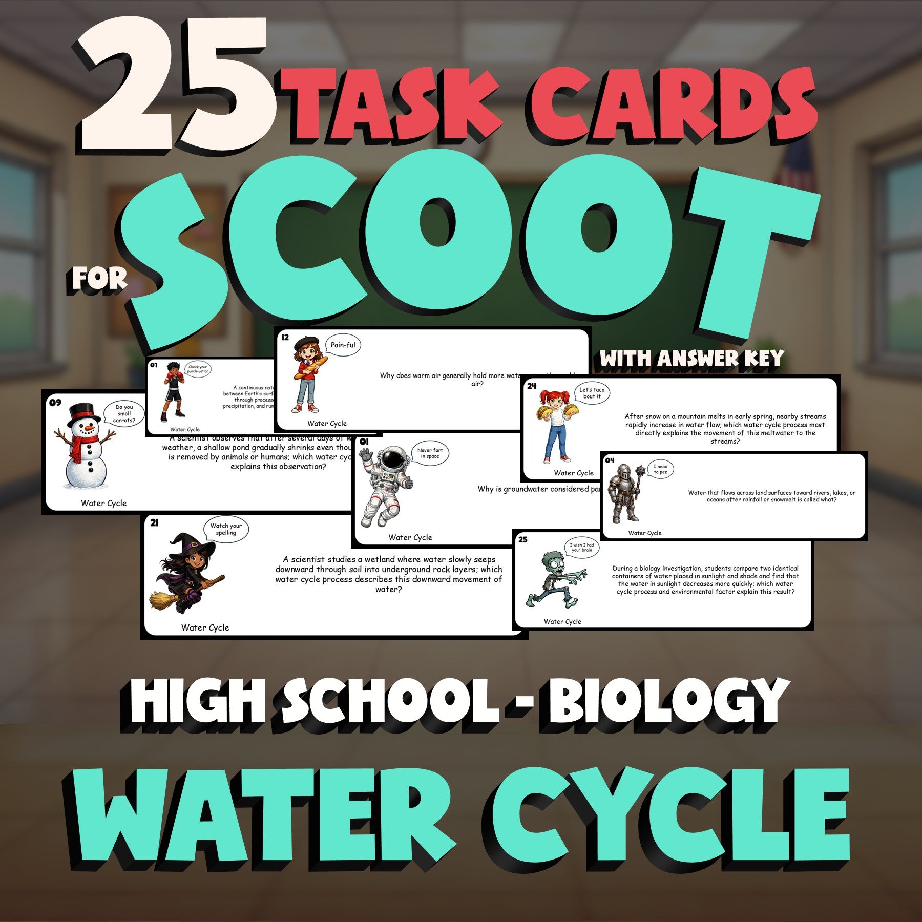 Water Cycle SCOOT TASK CARDS Science Game - No Prep Biology Review Activity