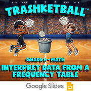 Interpret Data from a Frequency Table TRASHKETBALL Math Game - No Prep Grade 6