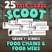 Food Chains & Food Webs SCOOT TASK CARDS Science Game - No Prep Grade 7 Review