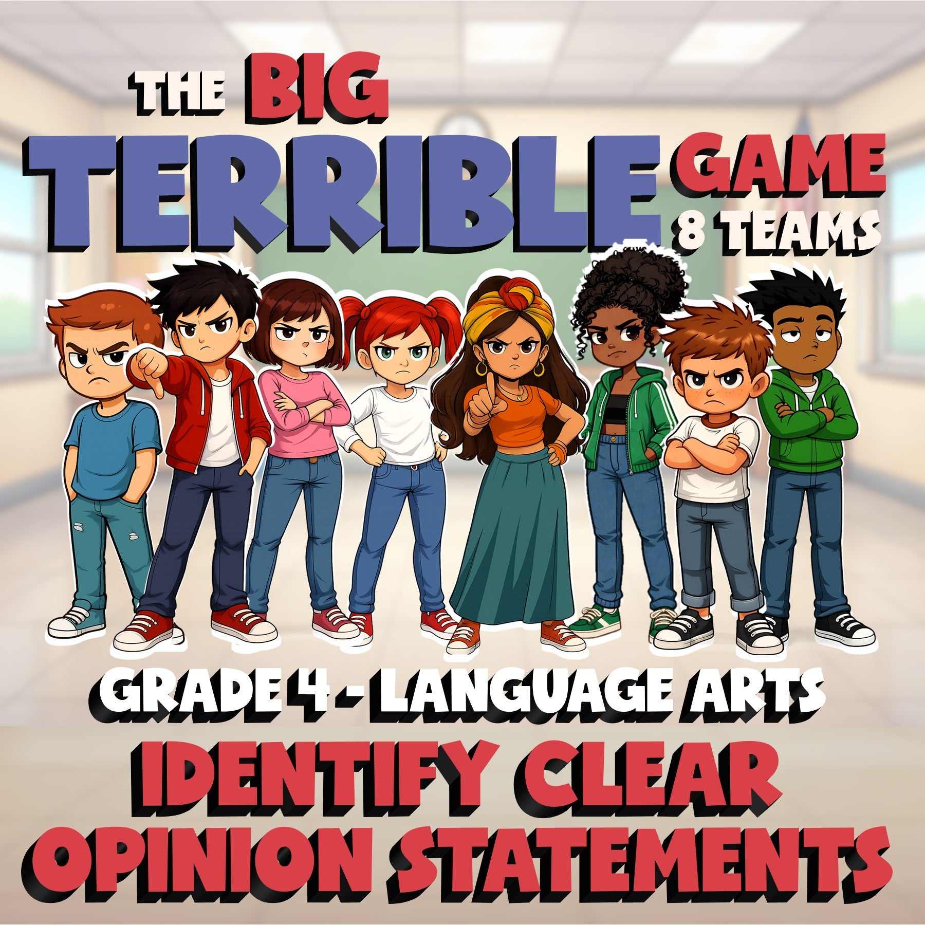 Identify Clear Opinion Statements BIG TERRIBLE GAME - No Prep Grade 4 ELA Review