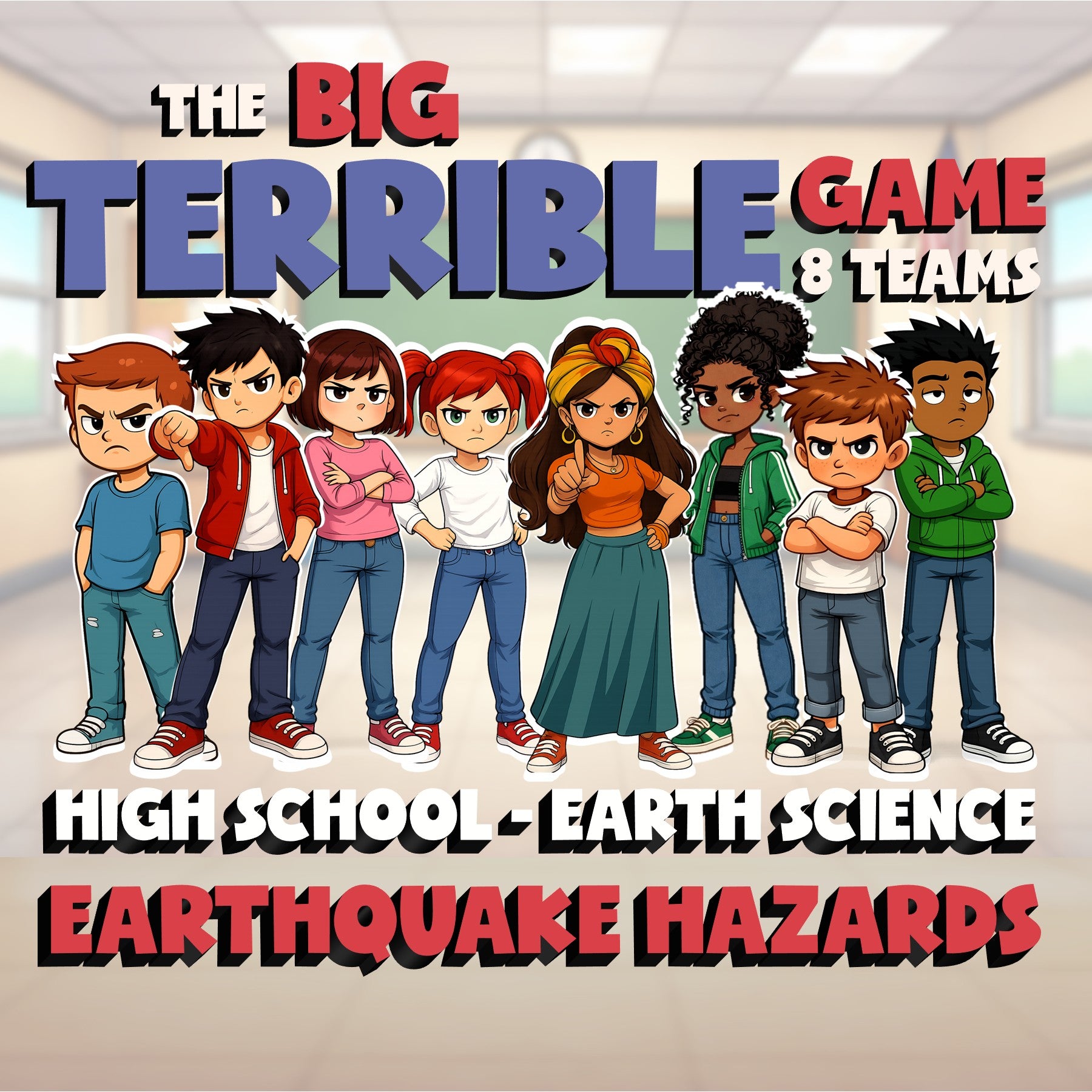 Earthquake Hazards BIG TERRIBLE GAME - No Prep Earth Science Review Activity