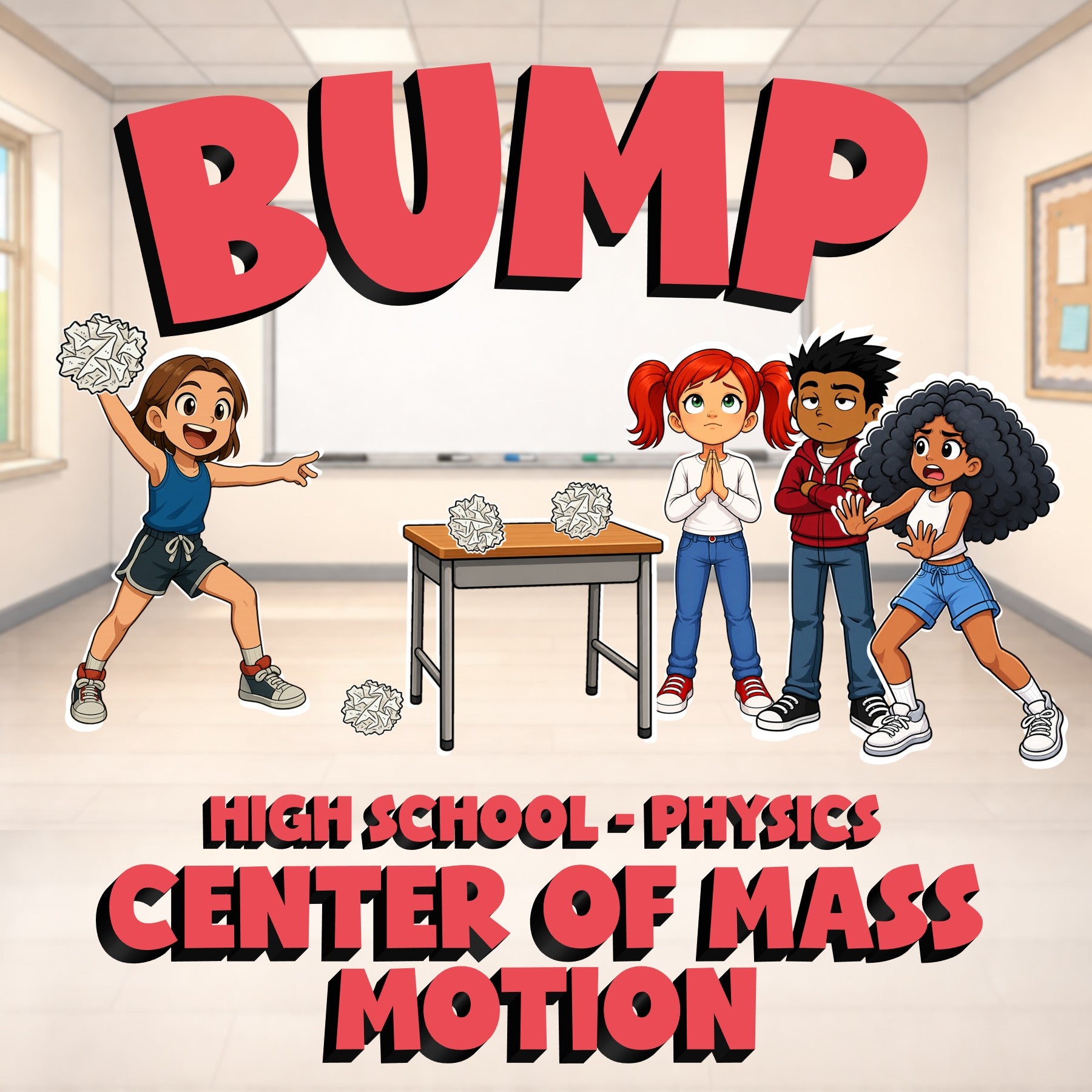 Center of Mass Motion BUMP Science Game - No Prep Physics Review Activity