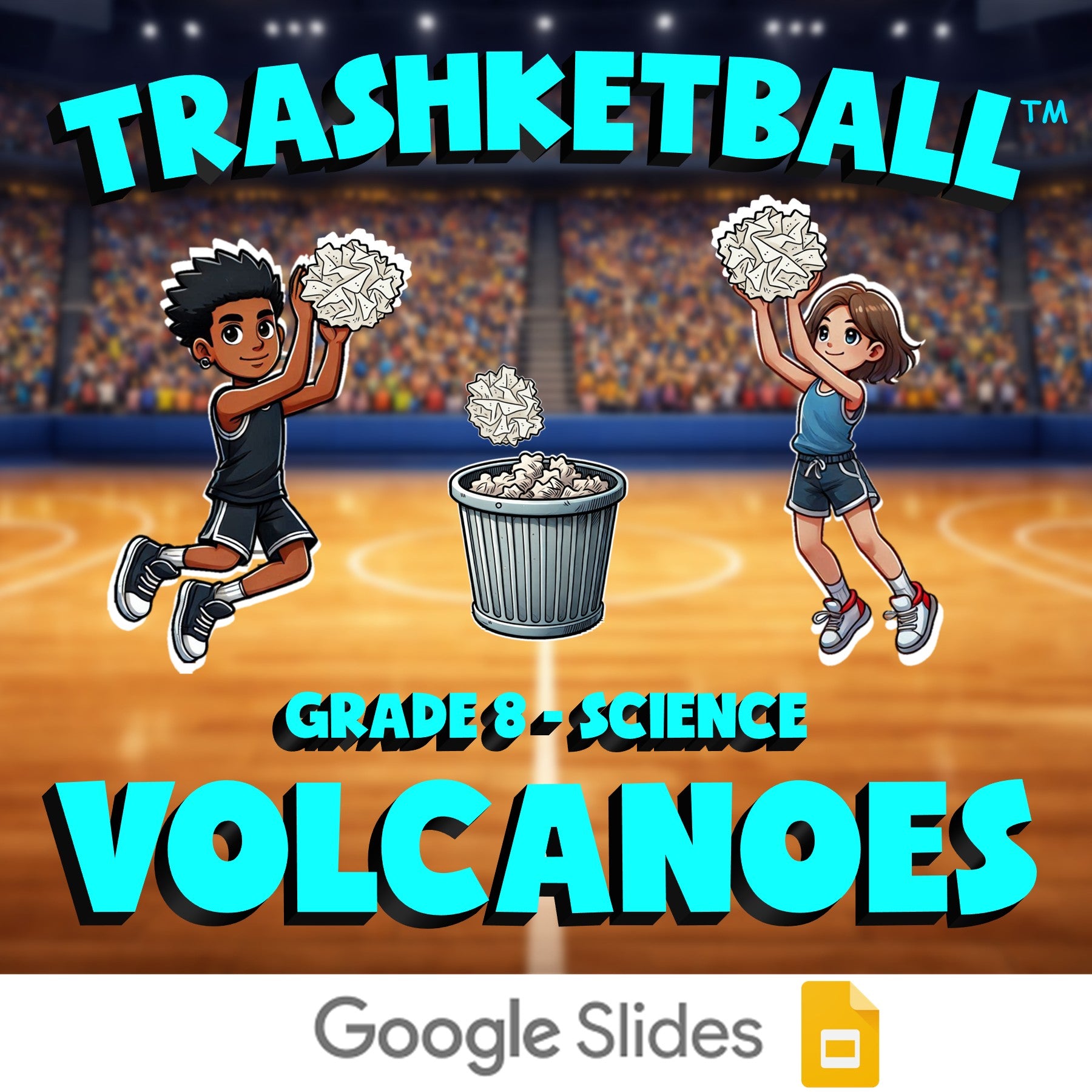 Volcanoes TRASHKETBALL Science Game - No Prep Grade 8 Review Activity